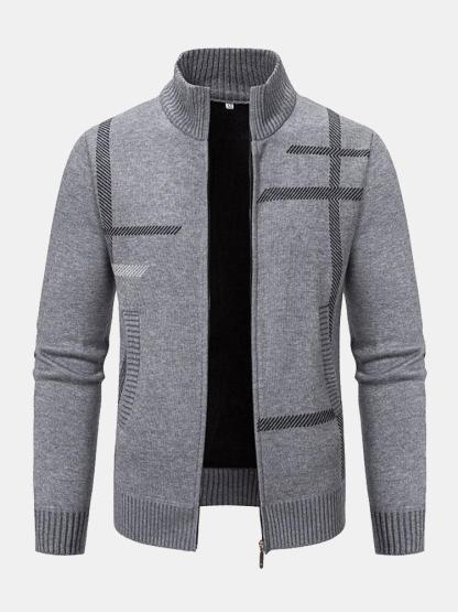 Striped Pattern Zip Sweater-Mitchell Shoes