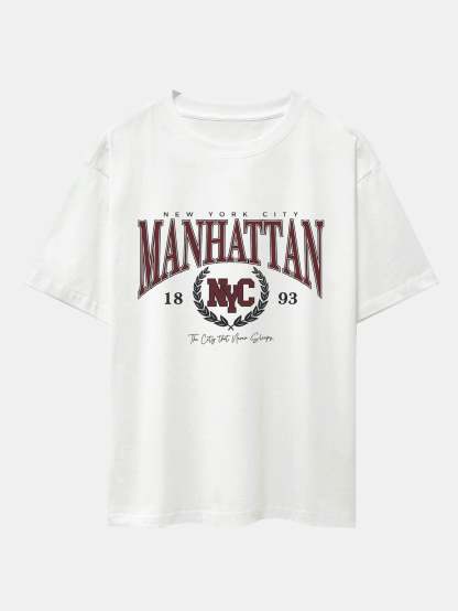 Manhattan Varsity Print Heavy Weight Oversize T-Shirt-Mitchell Shoes