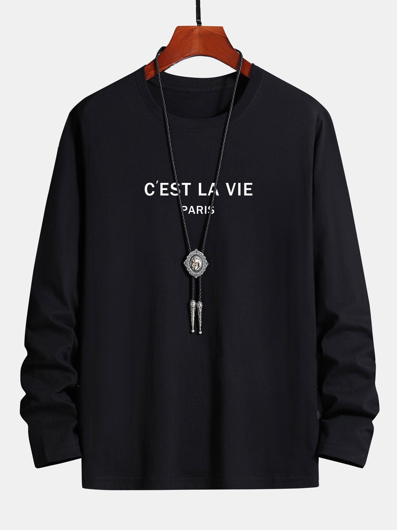 Long Sleeve Paris Print Cotton T-Shirt-Mitchell Shoes
