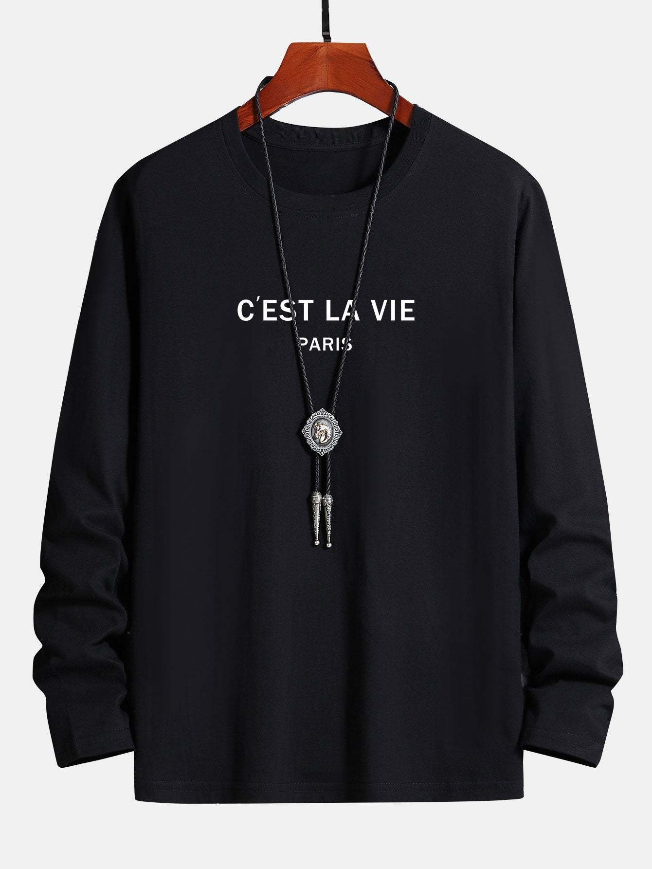 Long Sleeve Paris Print Cotton T-Shirt-Mitchell Shoes