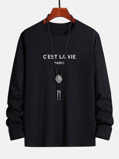 Long Sleeve Paris Print Cotton T-Shirt-Mitchell Shoes