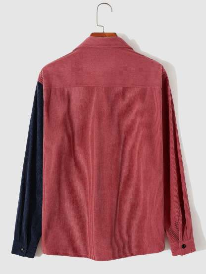 Long Sleeve Two Tone Corduroy Overshirt-Mitchell Shoes