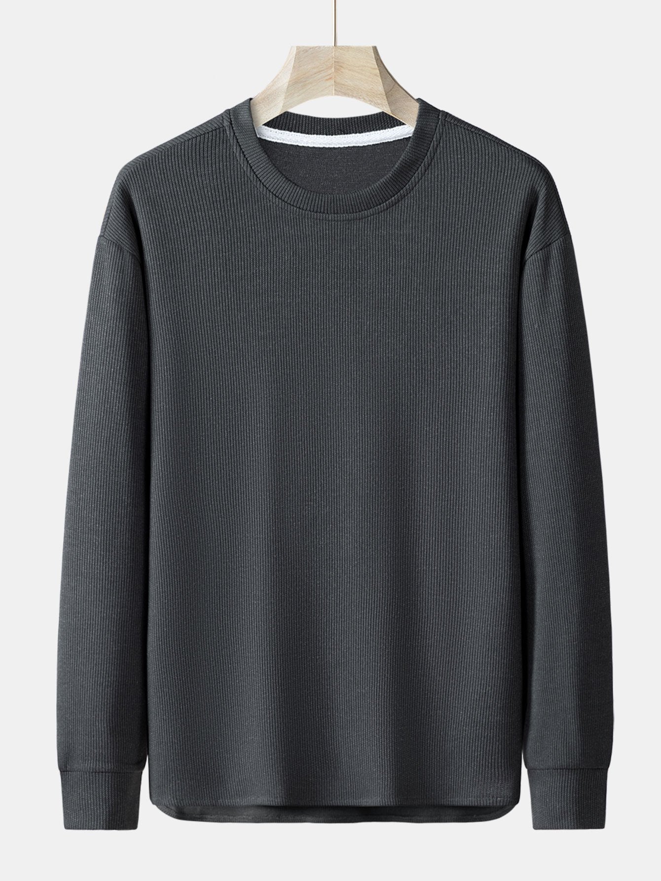 Long Sleeve Relax Fit Knit Ribbed T-Shirt-Mitchell Shoes