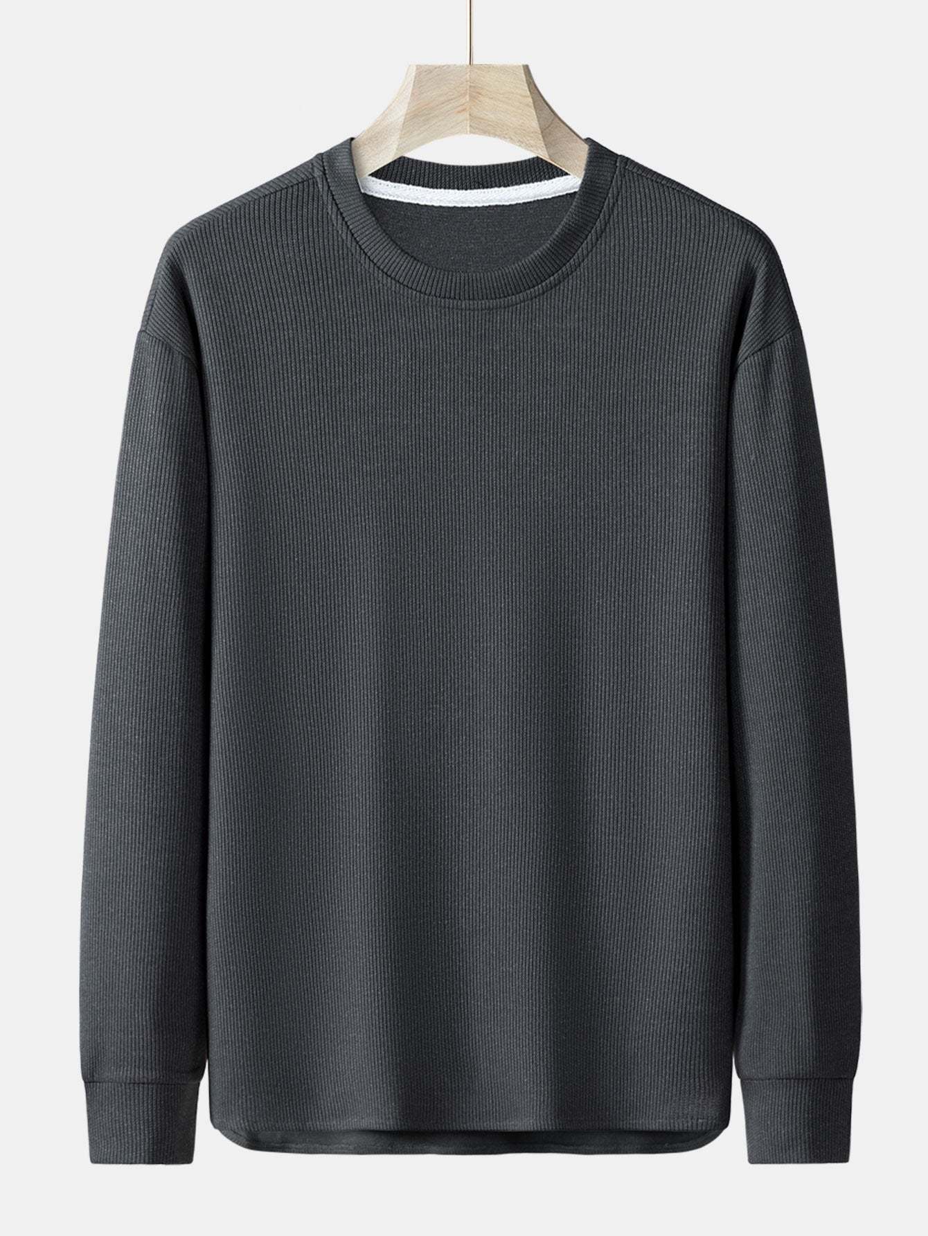 Long Sleeve Relax Fit Knit Ribbed T-Shirt-Mitchell Shoes