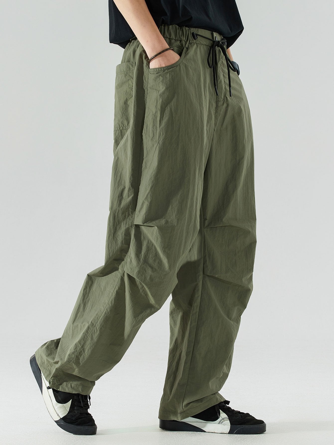 Elastic Waist Parachute Pants-Mitchell Shoes