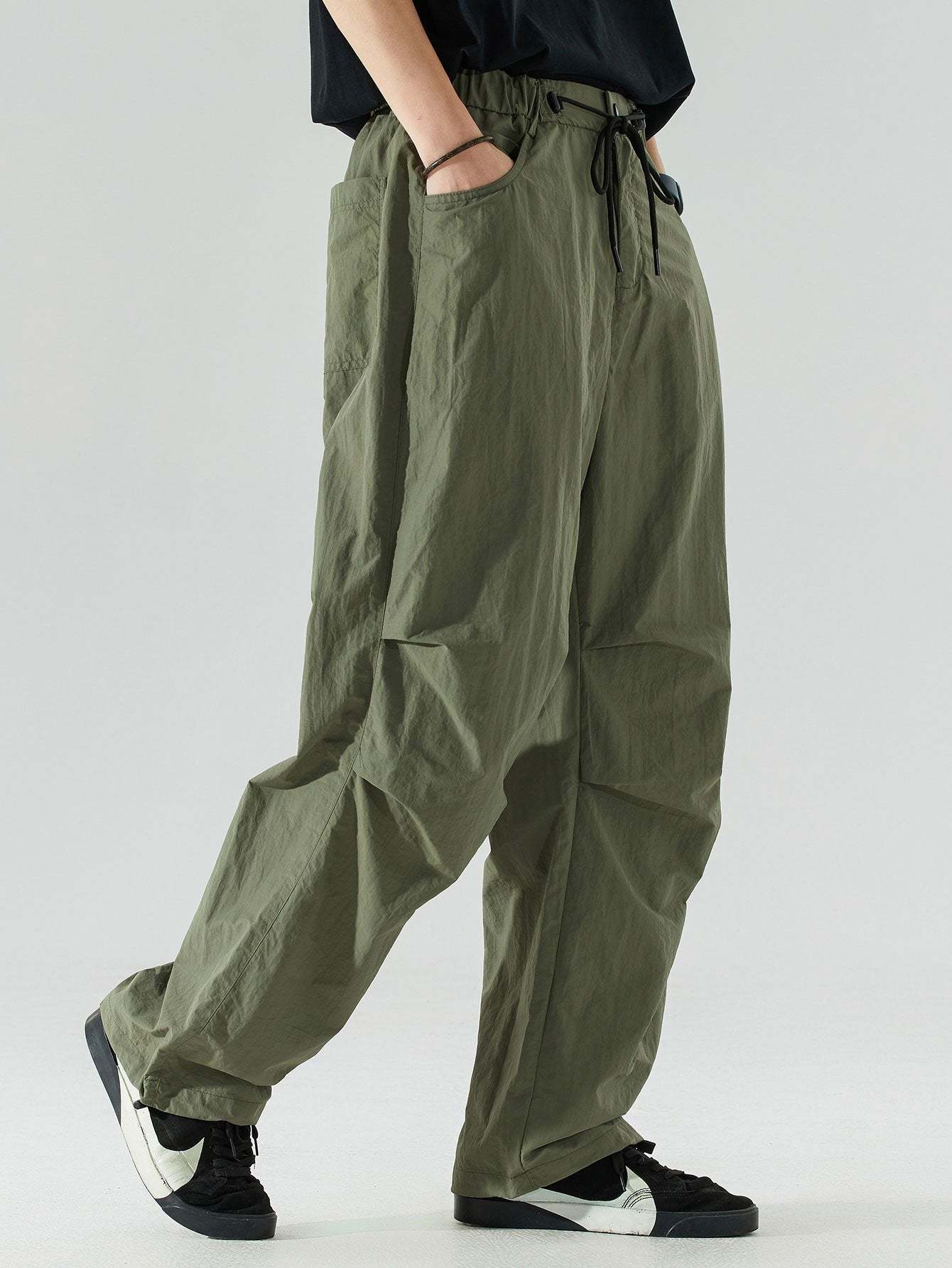 Elastic Waist Parachute Pants-Mitchell Shoes