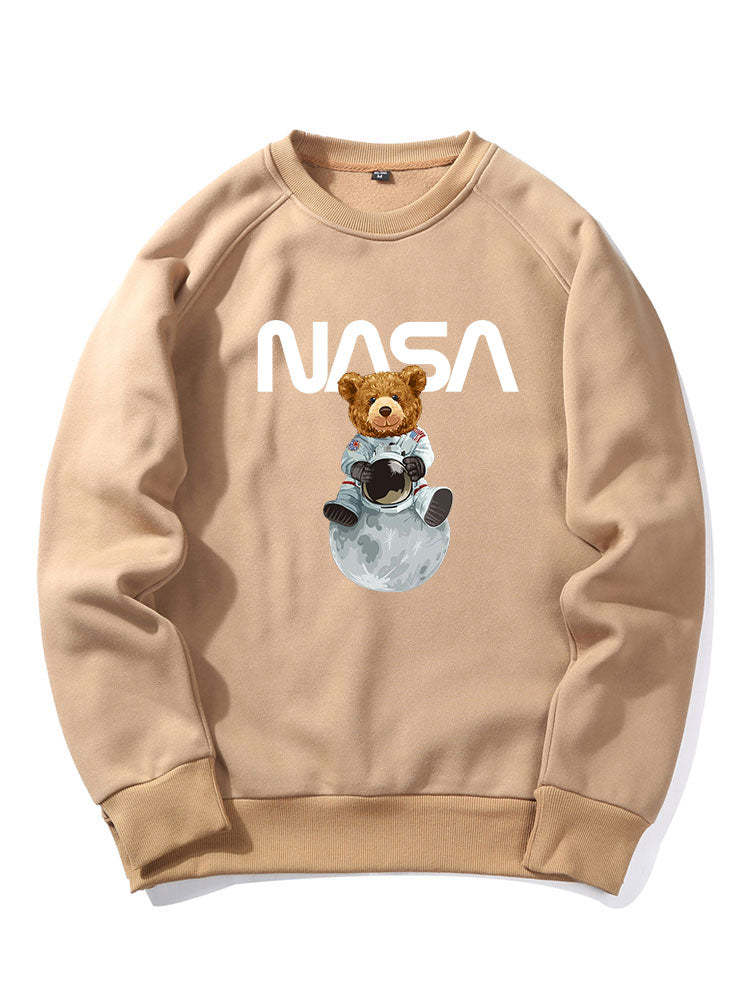 NASA Bear Print Raglan Sleeves Sweatshirt & NASA Print Jogger Pants-Mitchell Shoes