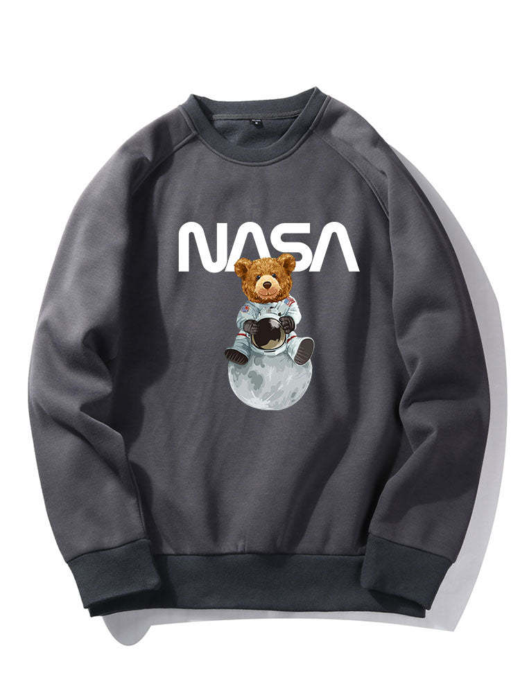 NASA Bear Print Raglan Sleeves Sweatshirt & NASA Print Jogger Pants-Mitchell Shoes