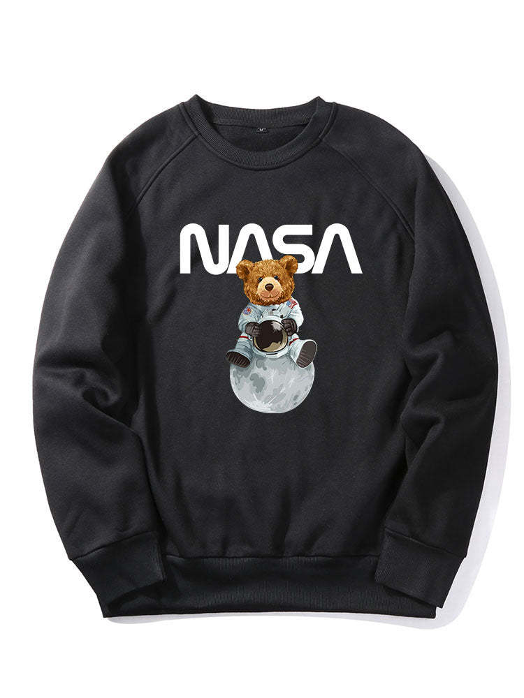 NASA Bear Print Raglan Sleeves Sweatshirt & NASA Print Jogger Pants-Mitchell Shoes