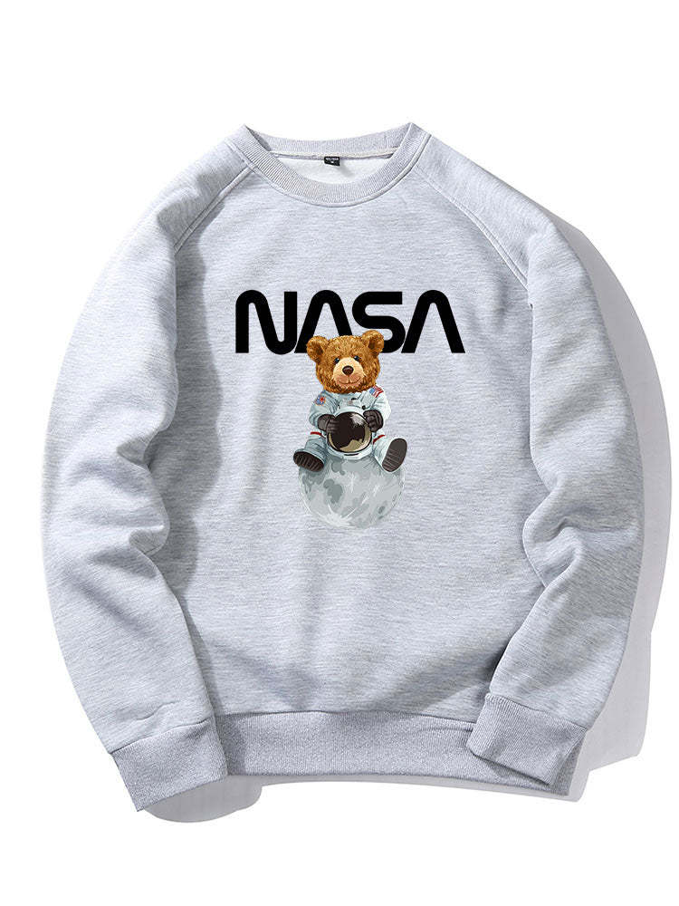 NASA Bear Print Raglan Sleeves Sweatshirt & NASA Print Jogger Pants-Mitchell Shoes