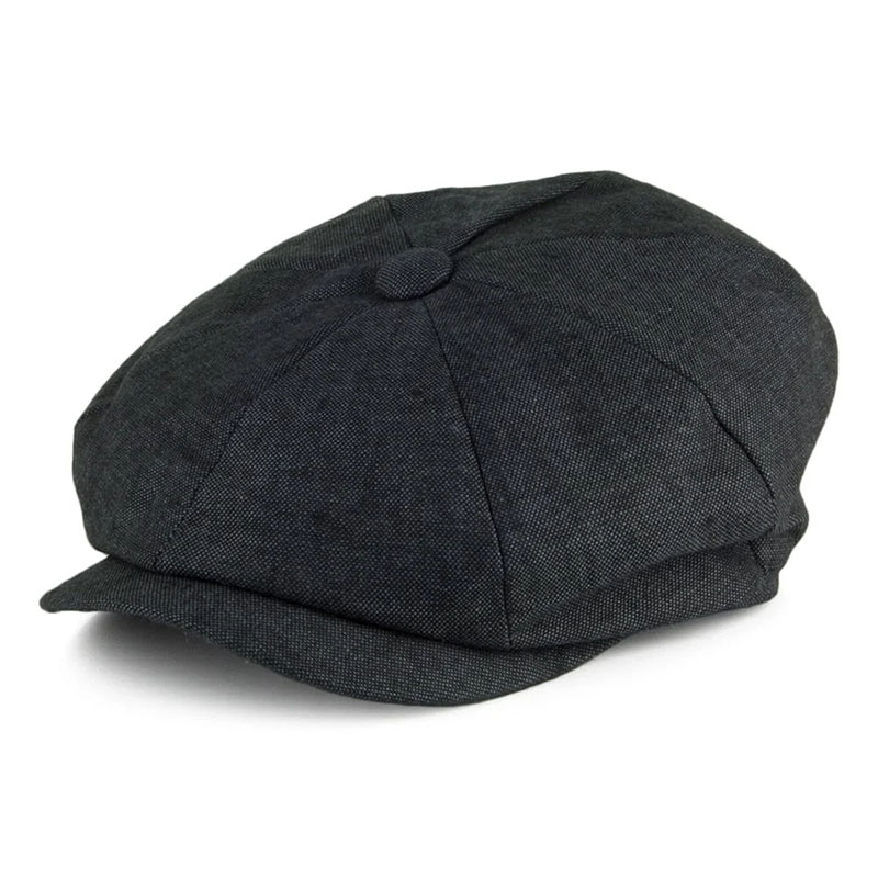Alfie Irish Linen Newsboy Cap Black