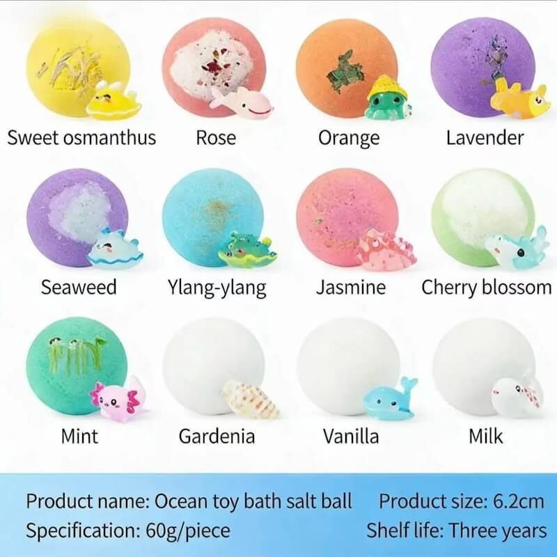 Bath Bombs Gift Set of 12 + Surprise Ocean Toys Inside
