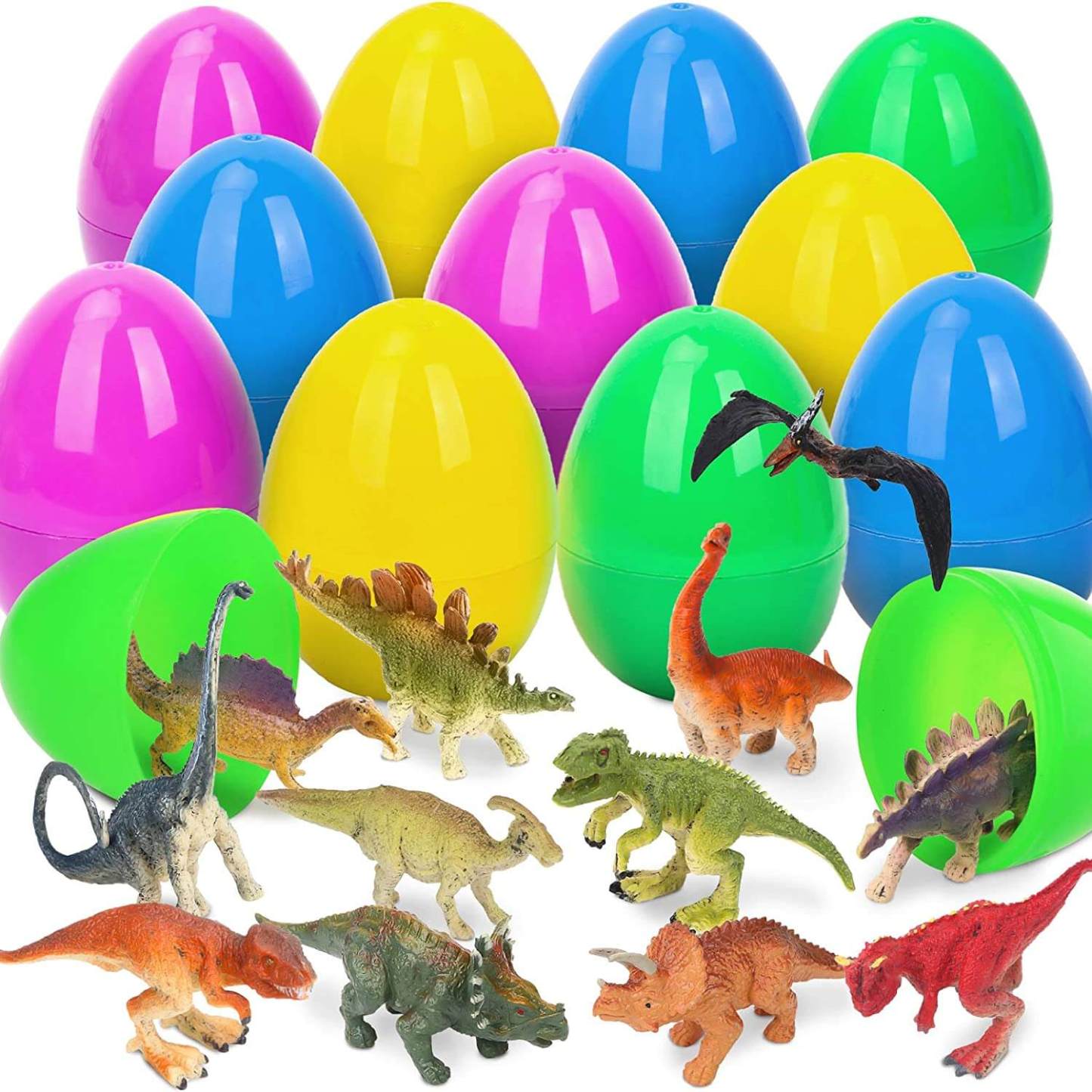 Easter Eggs Filled With Pullback Construction Vehicles, Cute Animals, Dinosaurs, Jewelry pieces