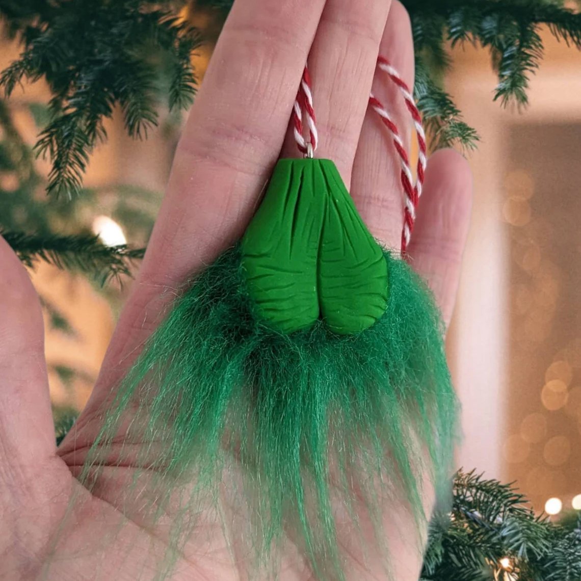 Hairy Grinchy Ball Ball Christmas Ornament