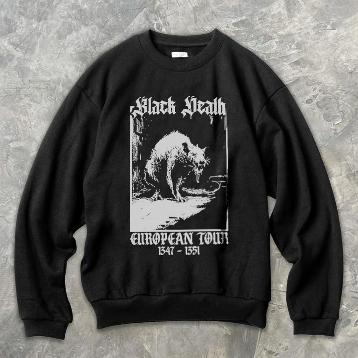 Black Death Medieval Rat Round Neck Men's Sweatshirt