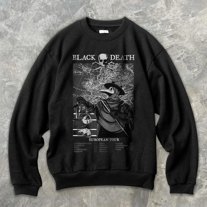 Black Death Round Neck Men's Sweatshirt