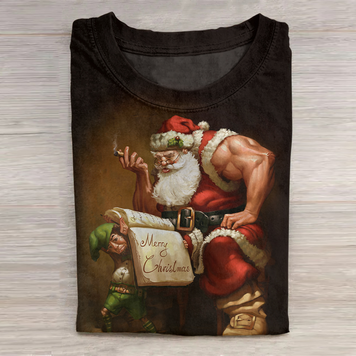 Muscular Santa round neck T-shirt