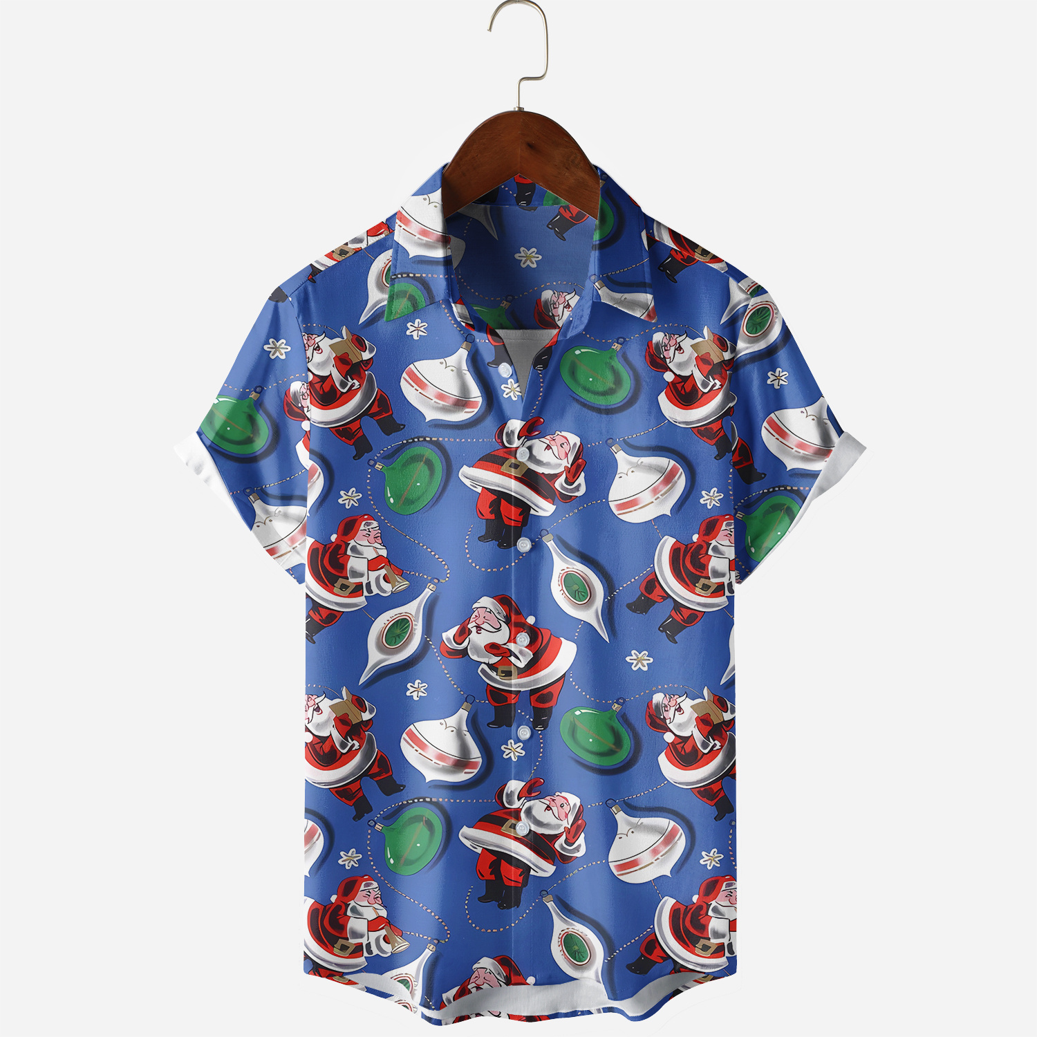Singing Santa Claus Printing Short Sleeve Casual Shirt