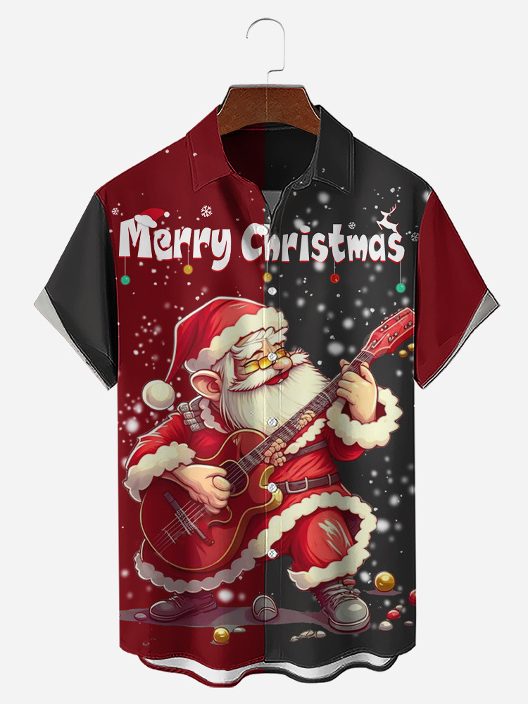 Santa Claus shirt playing guitar