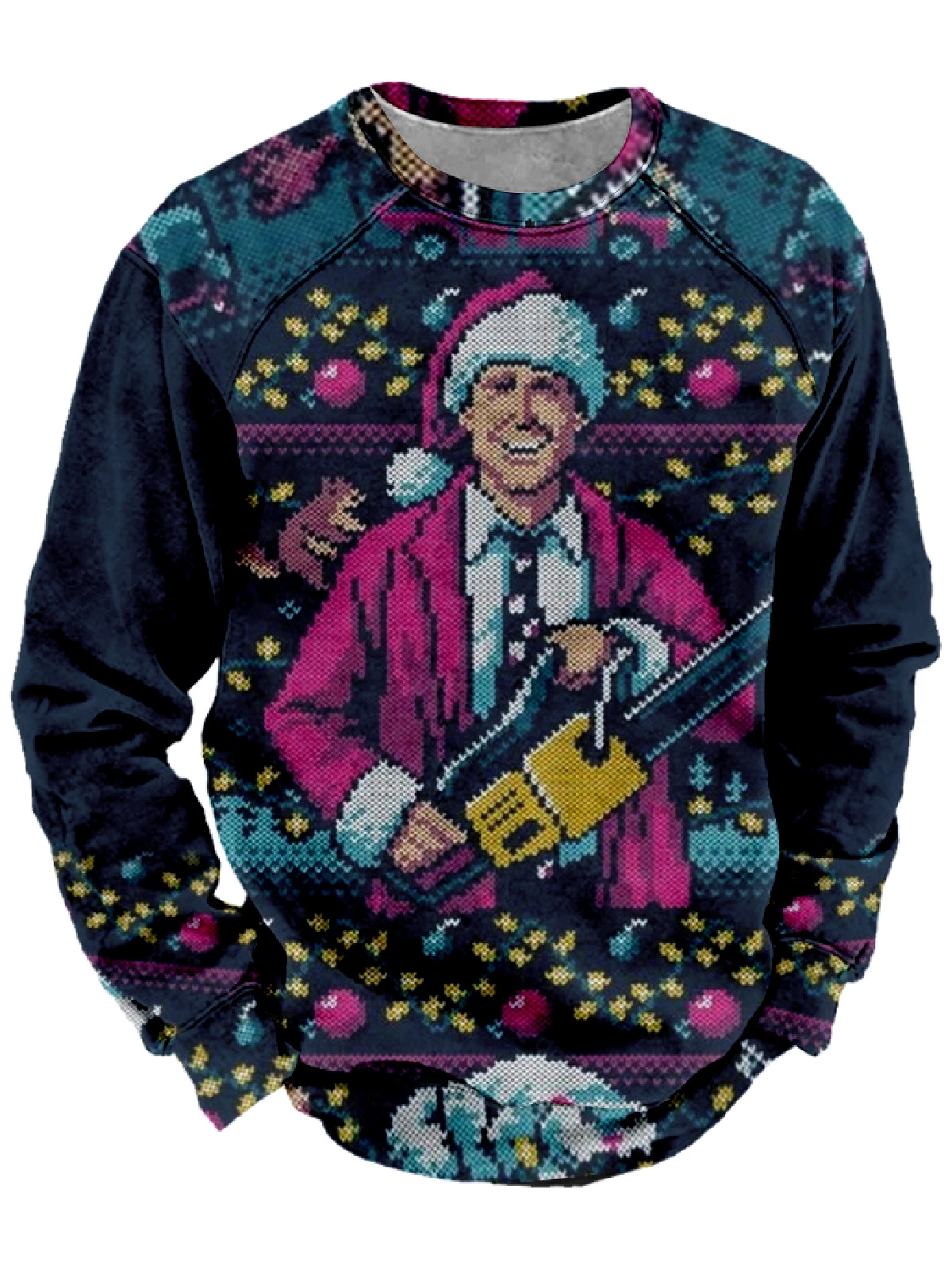 Christmas Retro Movie Patchwork Crew Neck Sweatshirt
