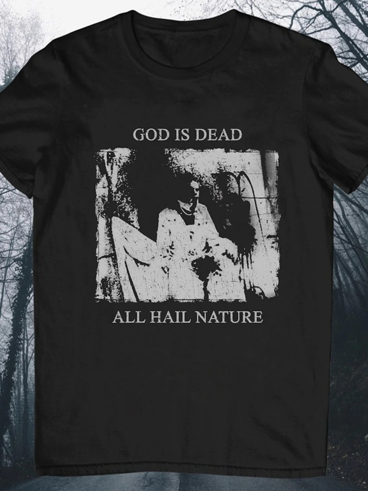 God is Dead Distressed Black Metal Crew Neck Short Sleeve Men's T-Shirt