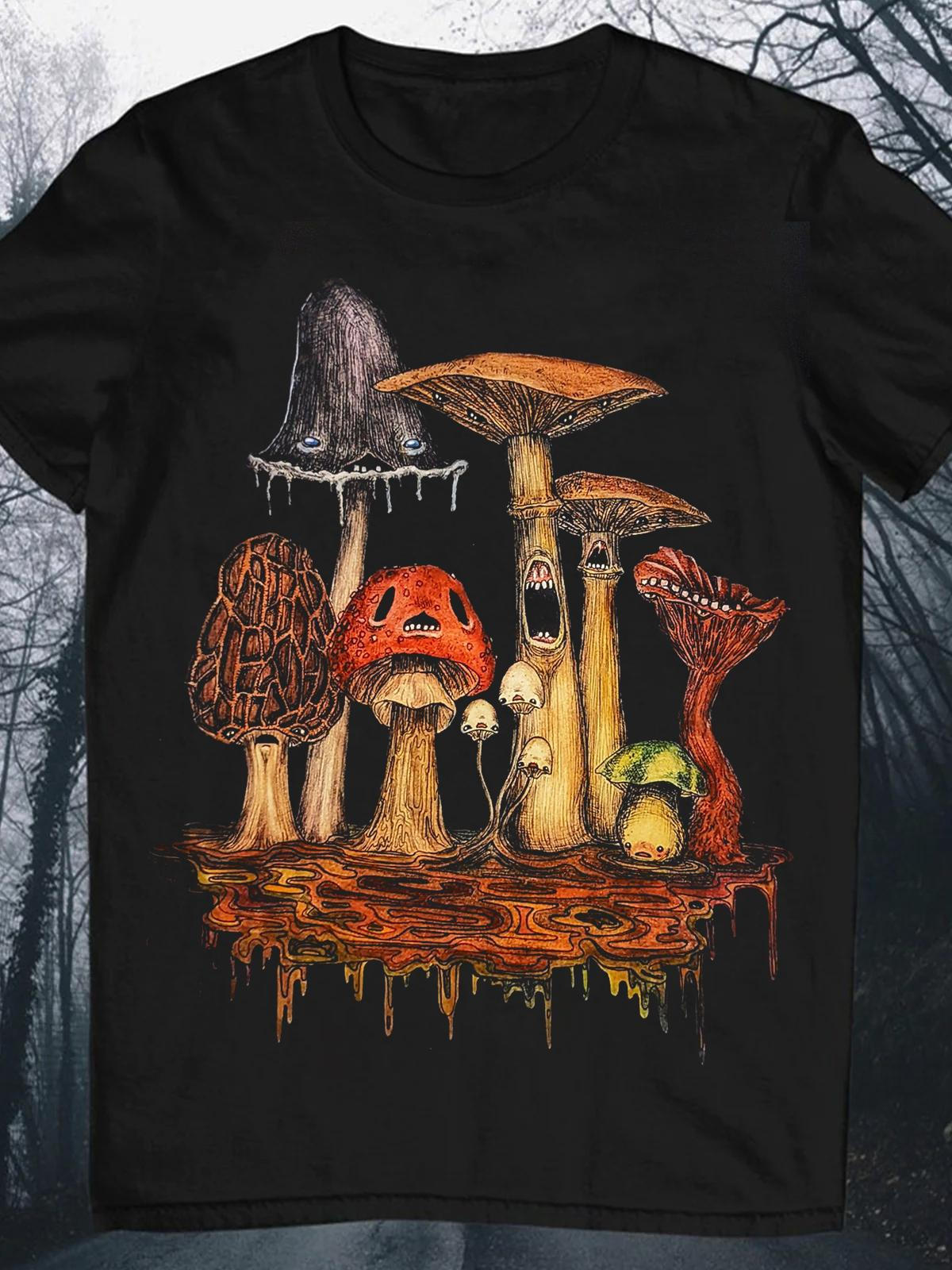 Mushroom Round Neck Short Sleeve Men's T-shirt