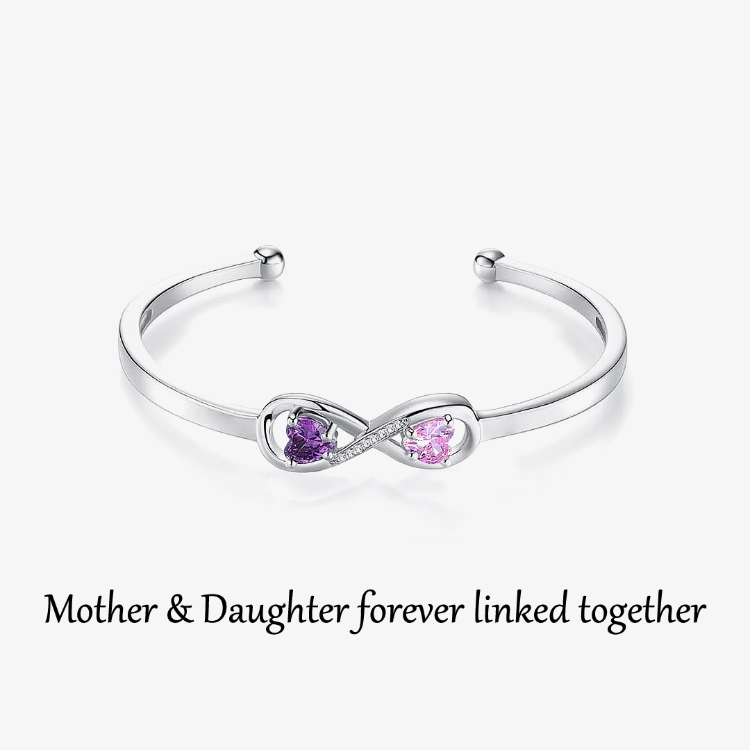 Custom Infinity Dual Birthstone Name Bracelet (Mother-Daughter)