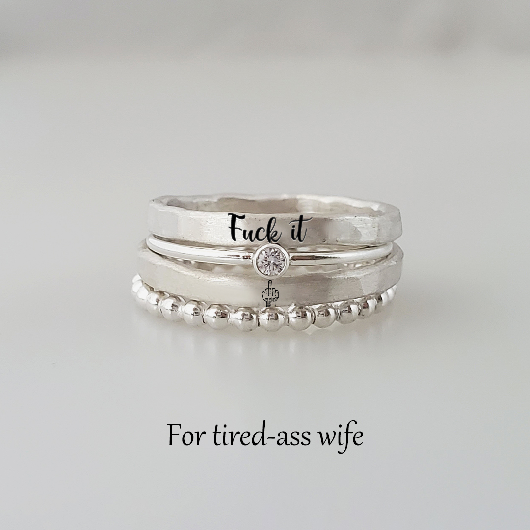 For Wife- Fuck It Stacked Ring - 4 Rings Set
