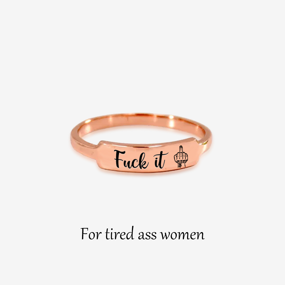 Fuck It middle finger Dainty Bar Ring