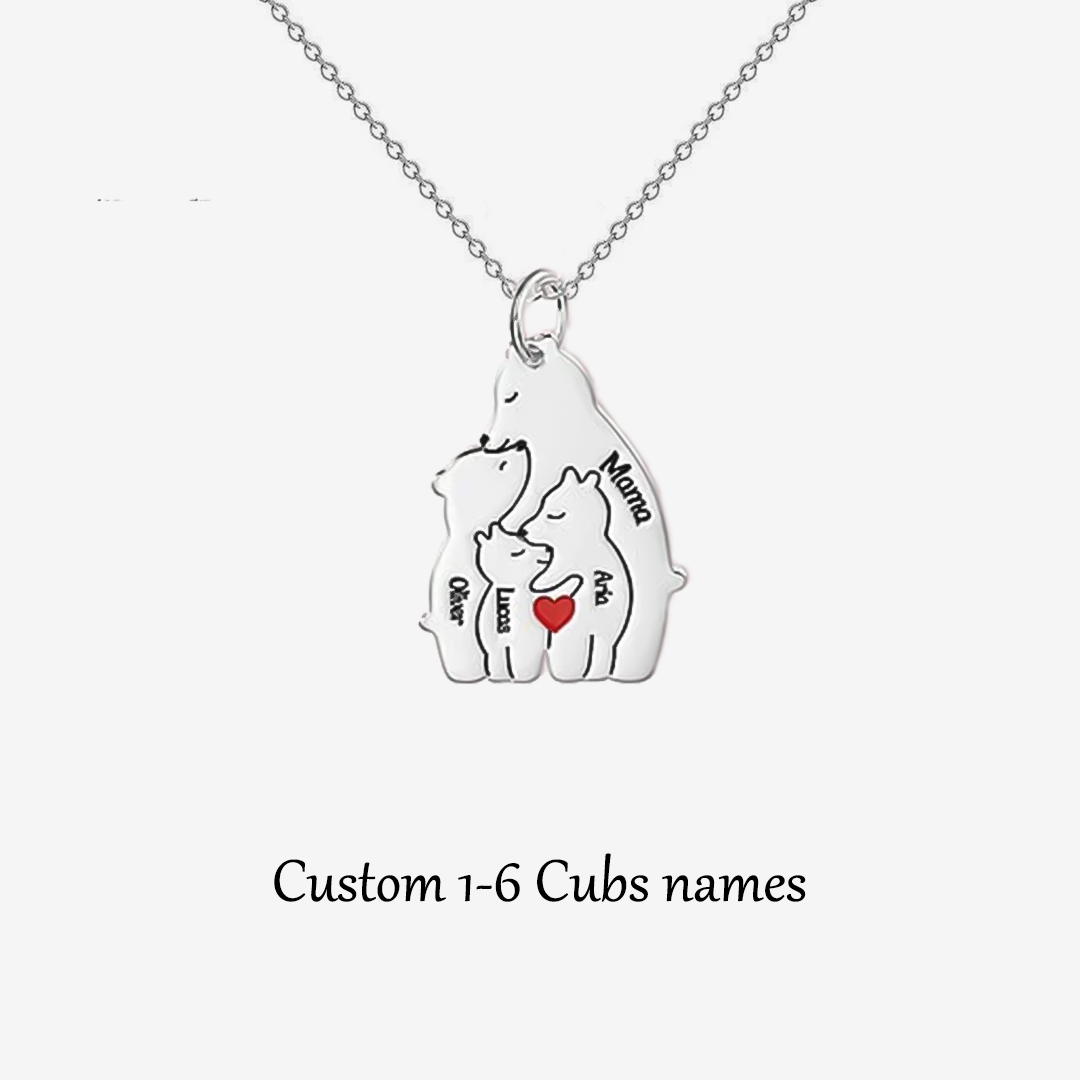For Mother-Personalized Hugging Bear Custom Name Necklace