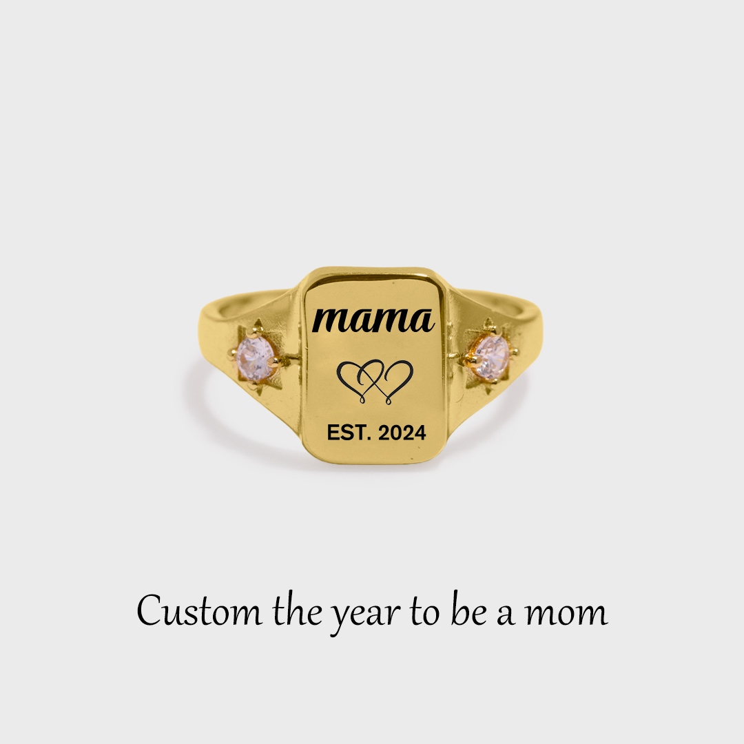 For Mother - S925 Custom Year Diamond Square Ring