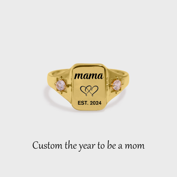 For Mother - S925 Custom Year Diamond Square Ring