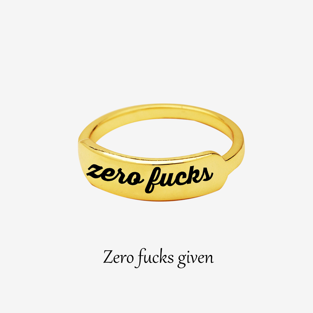 Zero Fucks Dainty Bar Ring