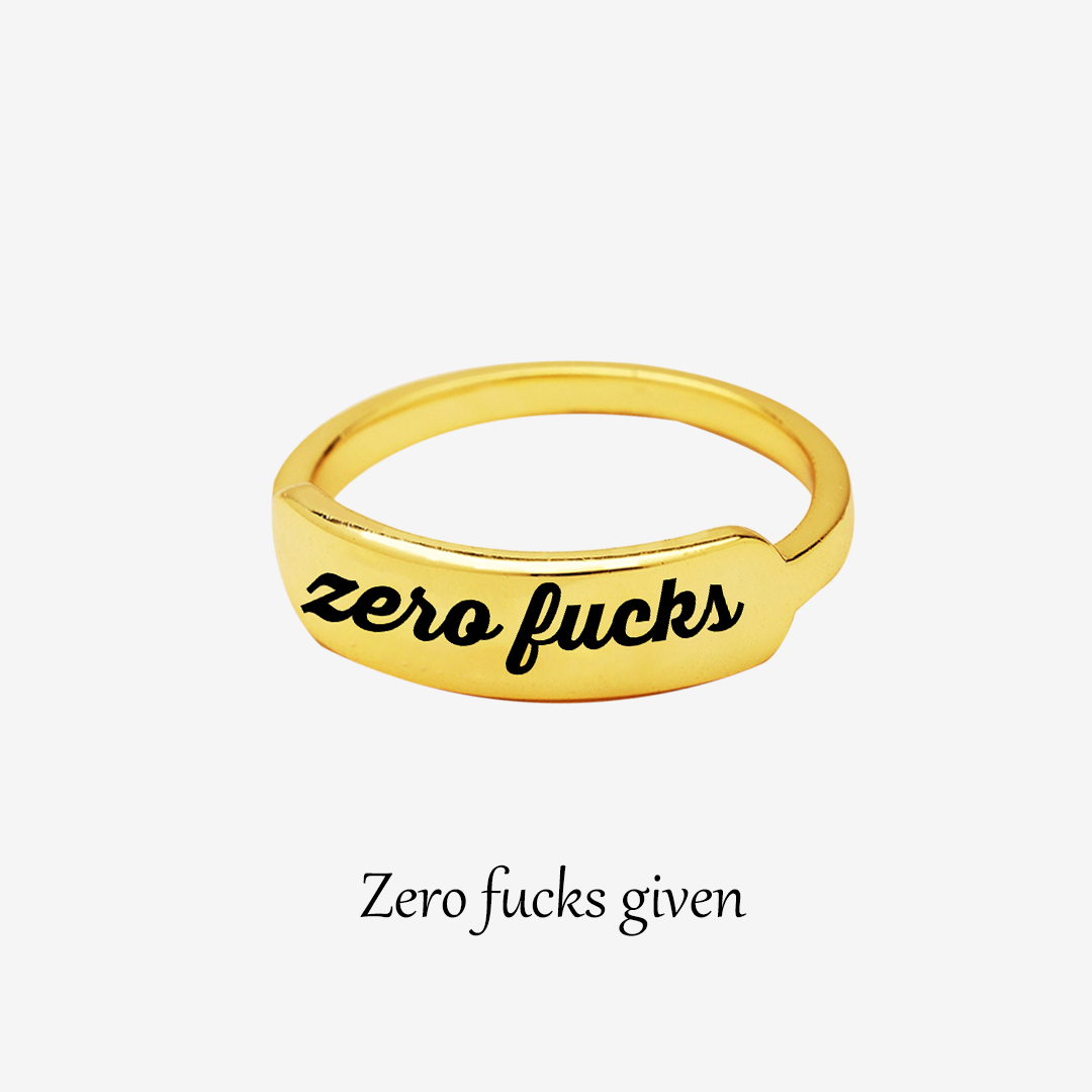 Zero Fucks Dainty Bar Ring