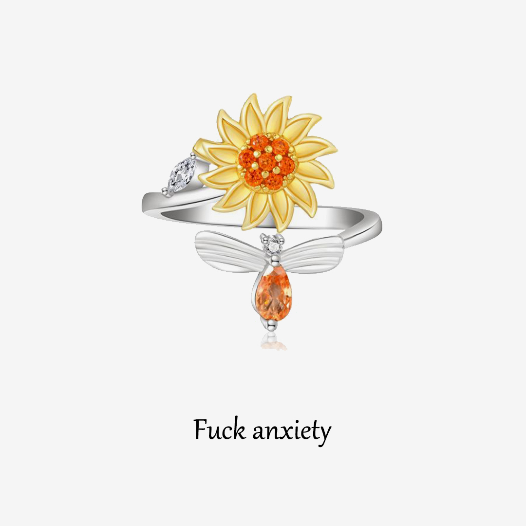 S925 Fuck Anxiety Rotatable Bee Ring