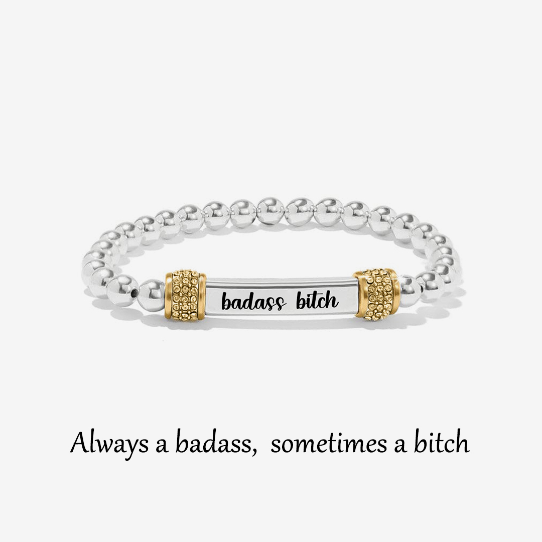 Badass Bitch Dainty diamond Beaded Stretch Bracelet