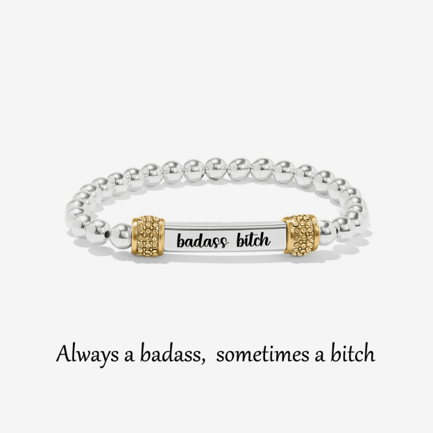 Badass Bitch Dainty diamond Beaded Stretch Bracelet