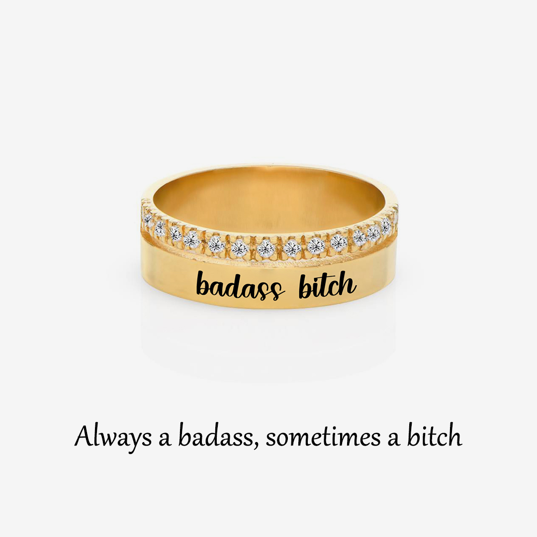 Badass Bitch Dainty Diamond Double Band Ring