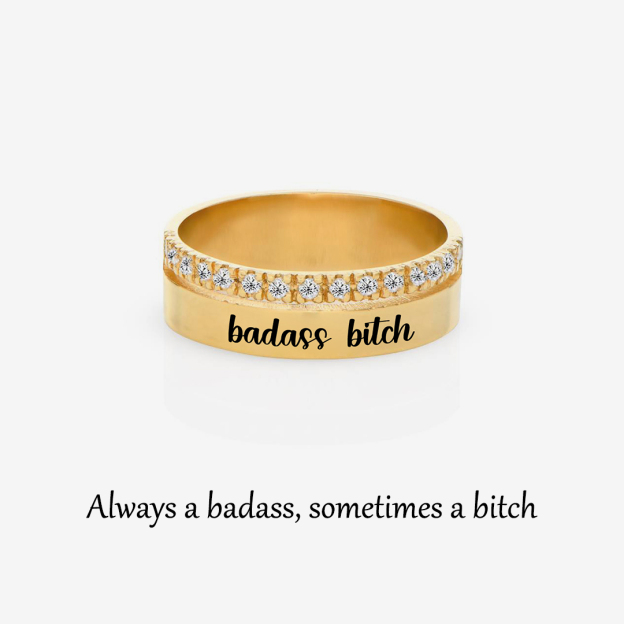 Badass Bitch Dainty Diamond Double Band Ring