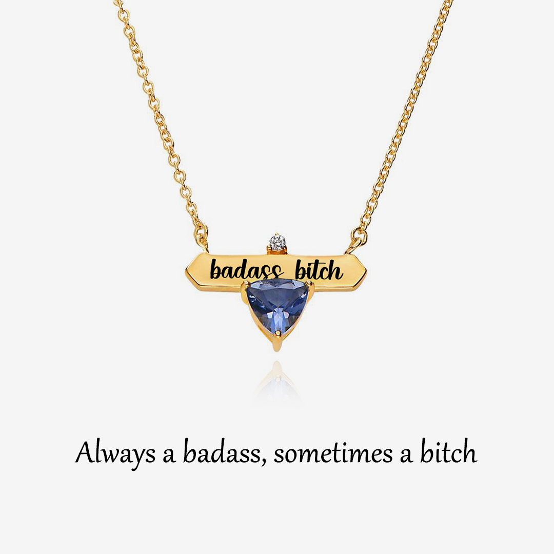 Badass Bitch Custom Birthstone Necklace