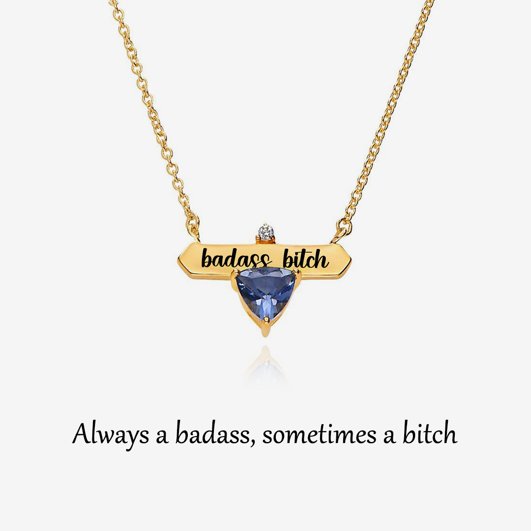 Badass Bitch Custom Birthstone Necklace
