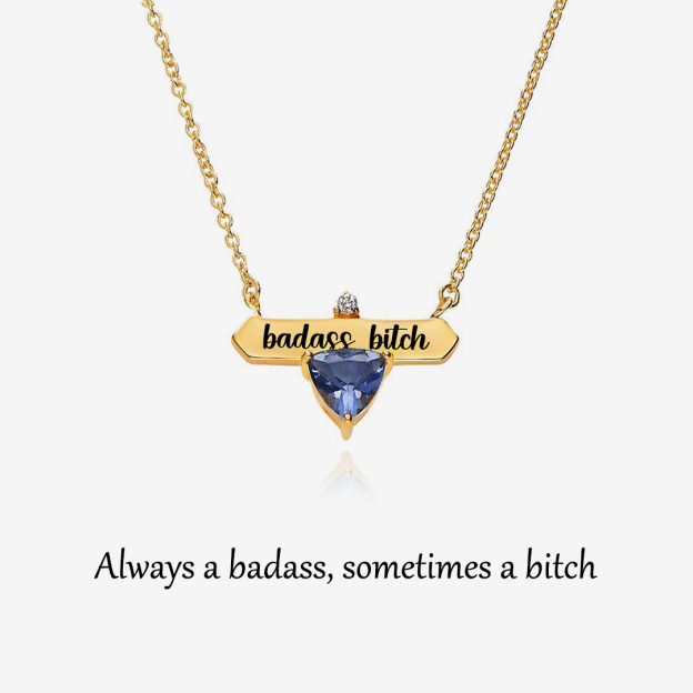Badass Bitch Custom Birthstone Necklace