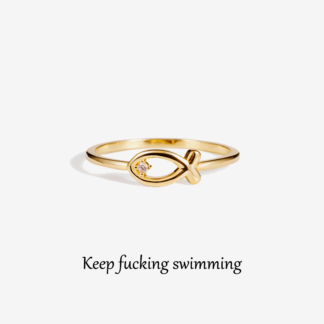 Keep Fucking Swimming Fish Ring