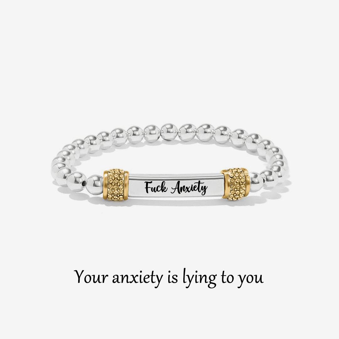 Fuck Anxiety Dainty Diamond Beaded Stretch Bracelet