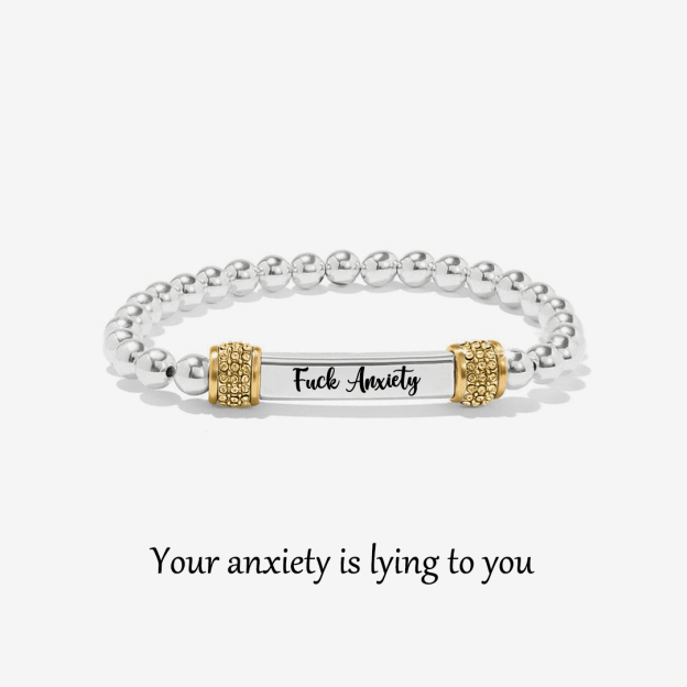 Fuck Anxiety Dainty Diamond Beaded Stretch Bracelet