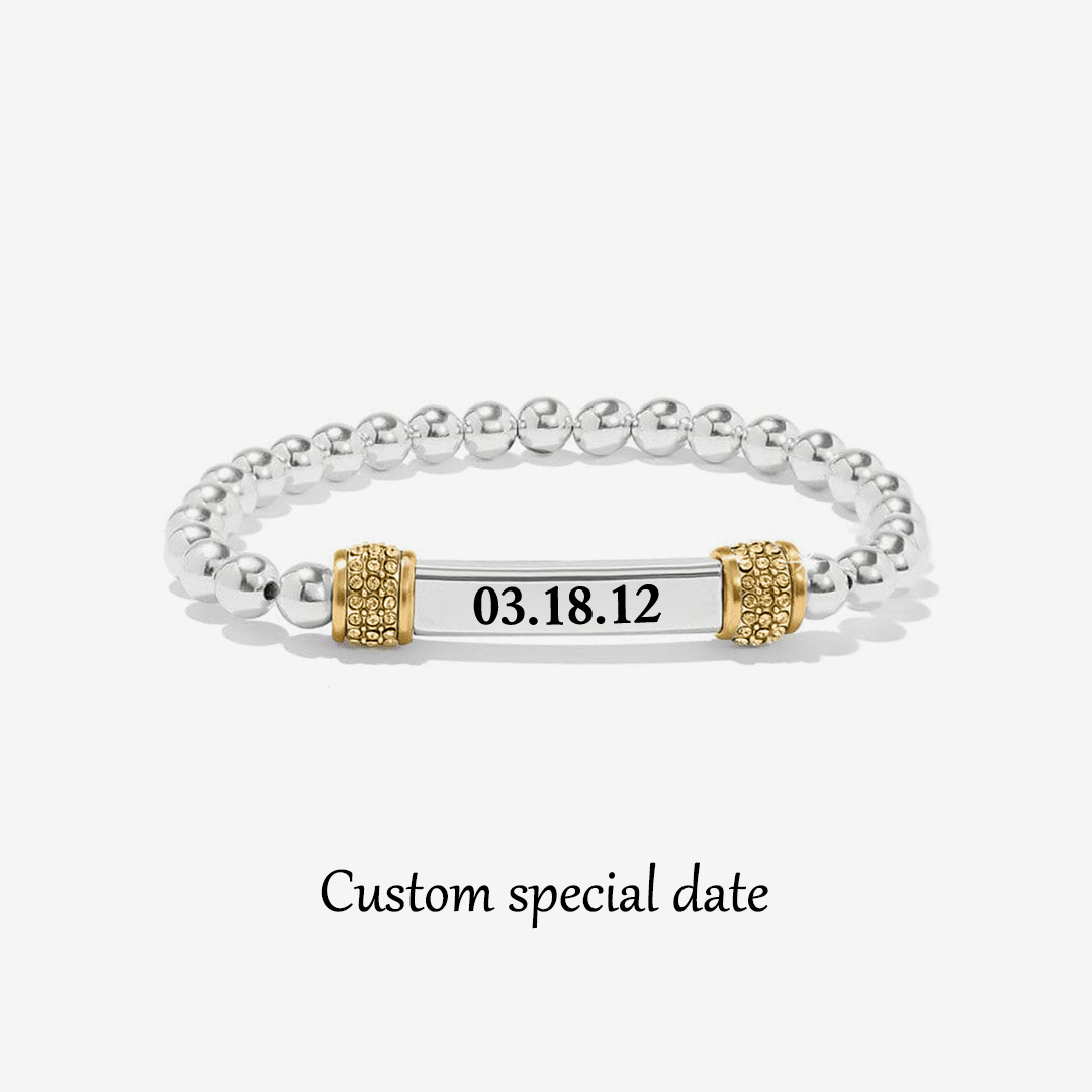 Customized Date With Diamond Bead Bracelet