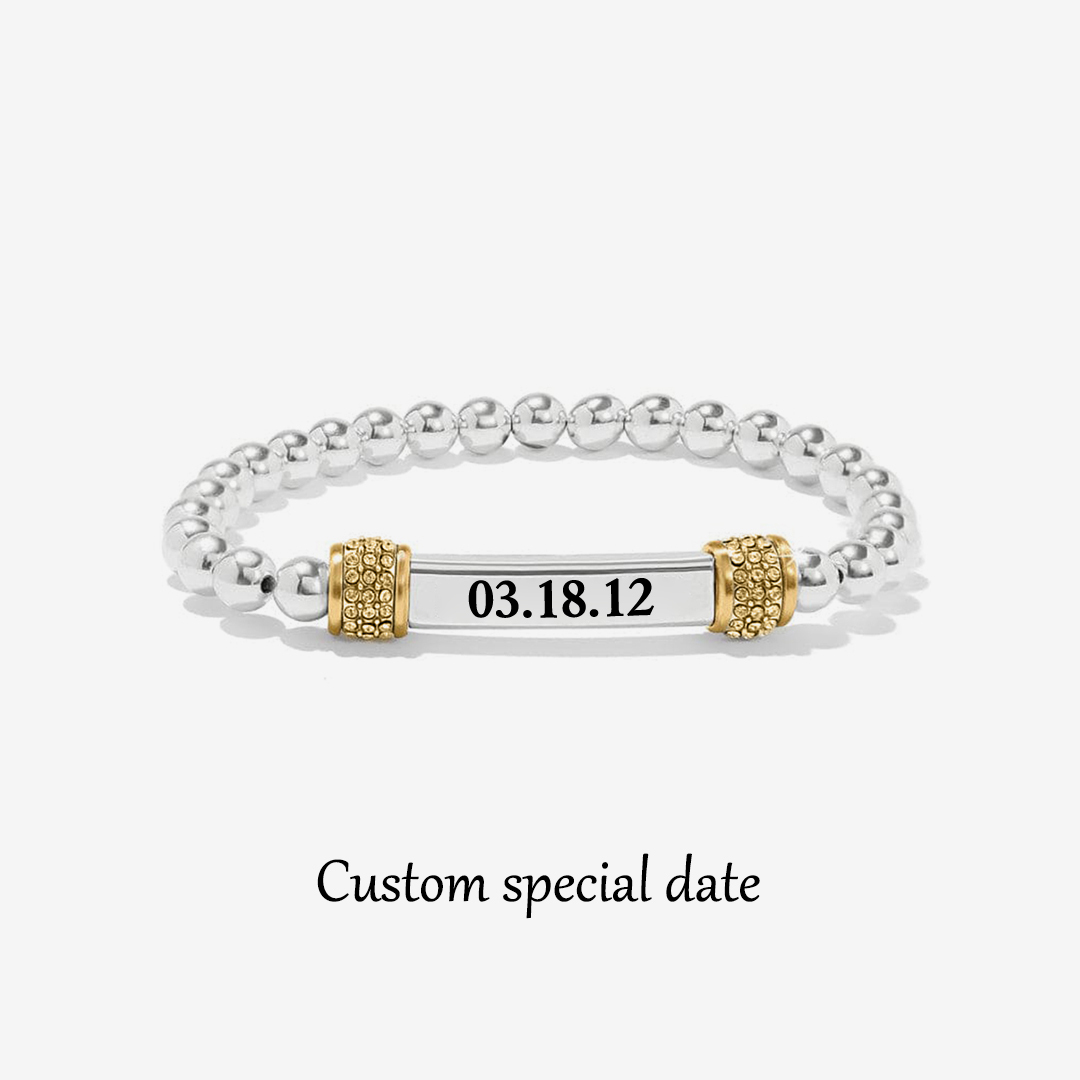 Customized Date With Diamond Bead Bracelet