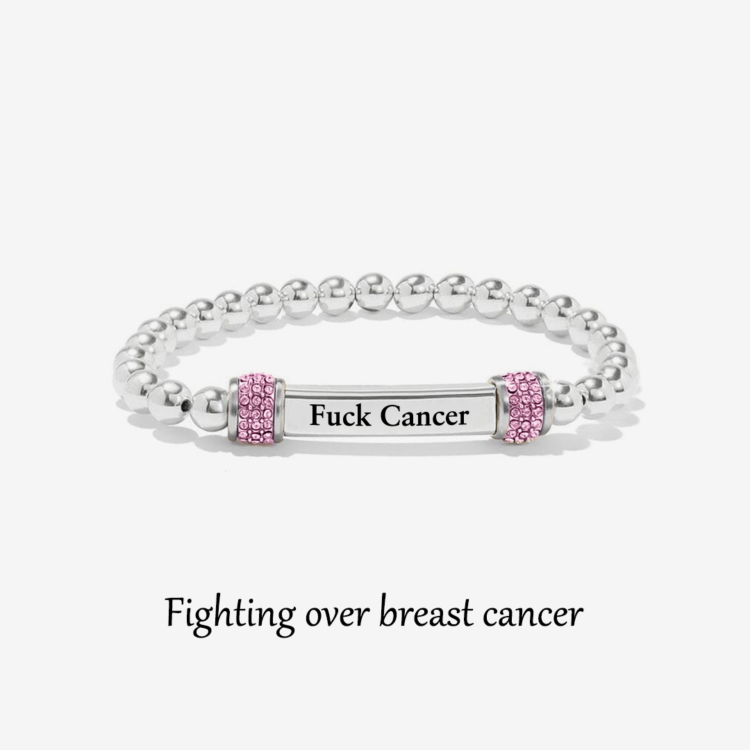 Fuck Cancer With Diamond Bead Bracelet