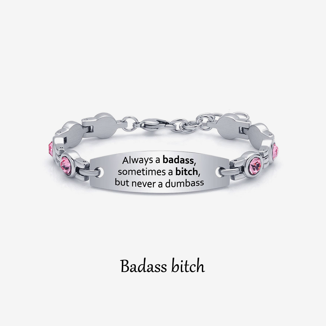 Badass Bitch Circle Diamond Chain Bracelet