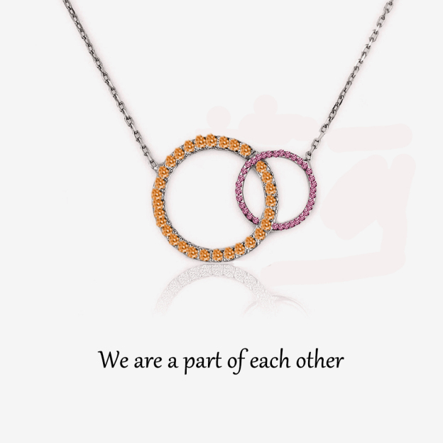 For Mother/Daughter - Customized Birthstones Interlocking Necklace